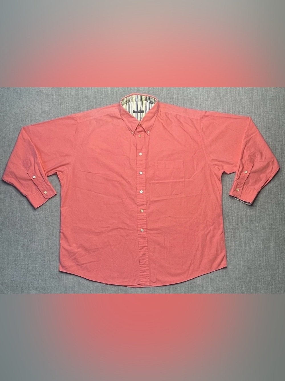 Vintage BURBERRY Mens Size XXL Pink Coral Dress Shirt Made in USA